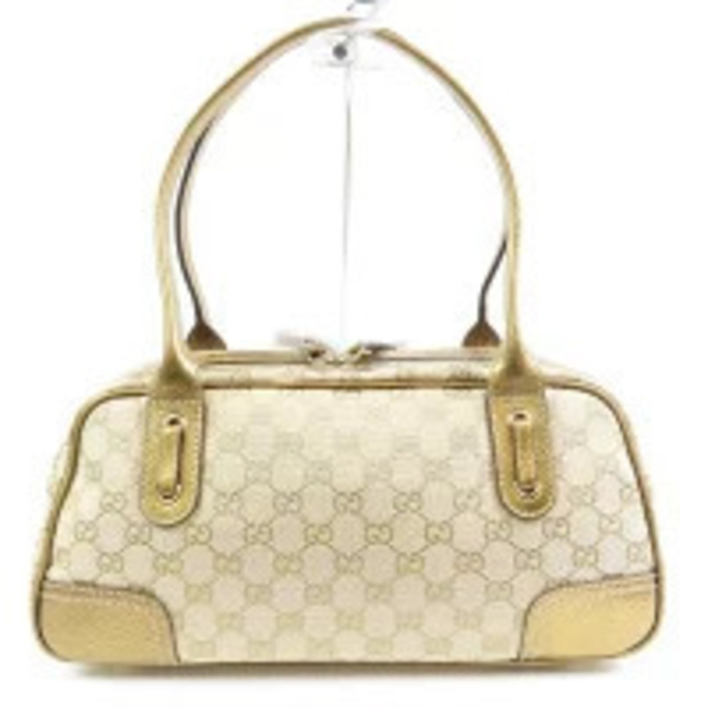 Gucci Shoulder Bag Fringe Gold Boston Rion GG Canvas Gold
